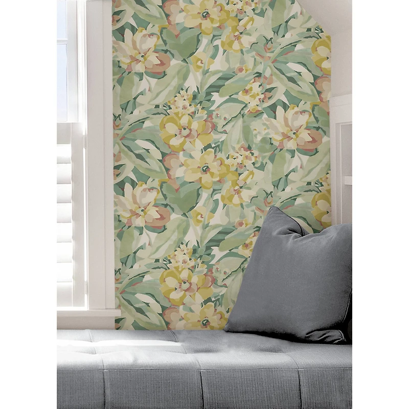 Caroline et Bettina Yellow Belles Fleurs Peel & Stick Wallpaper