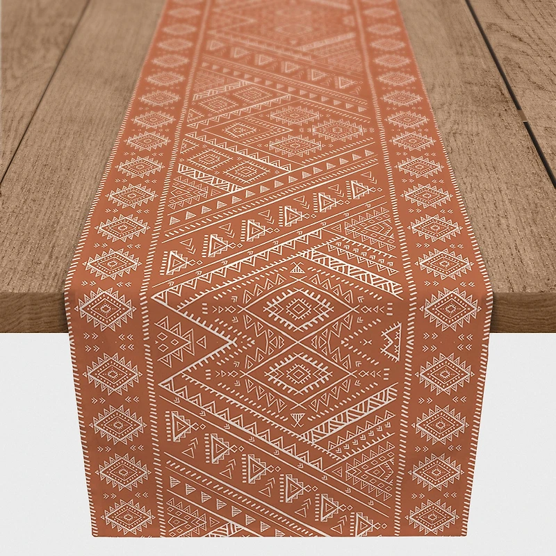 Orange Tribal Pattern Indoor/Outdoor Table Runner