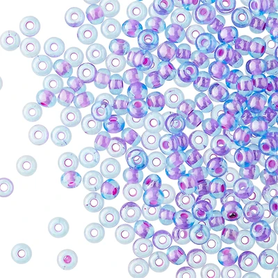 12 Pack: John Bead Aqua Purple Opaque Pink Lined Czech Glass Seed Beads, 6/0