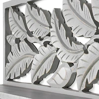30" Dove Gray Hand-Carved Floating Wall Shelf