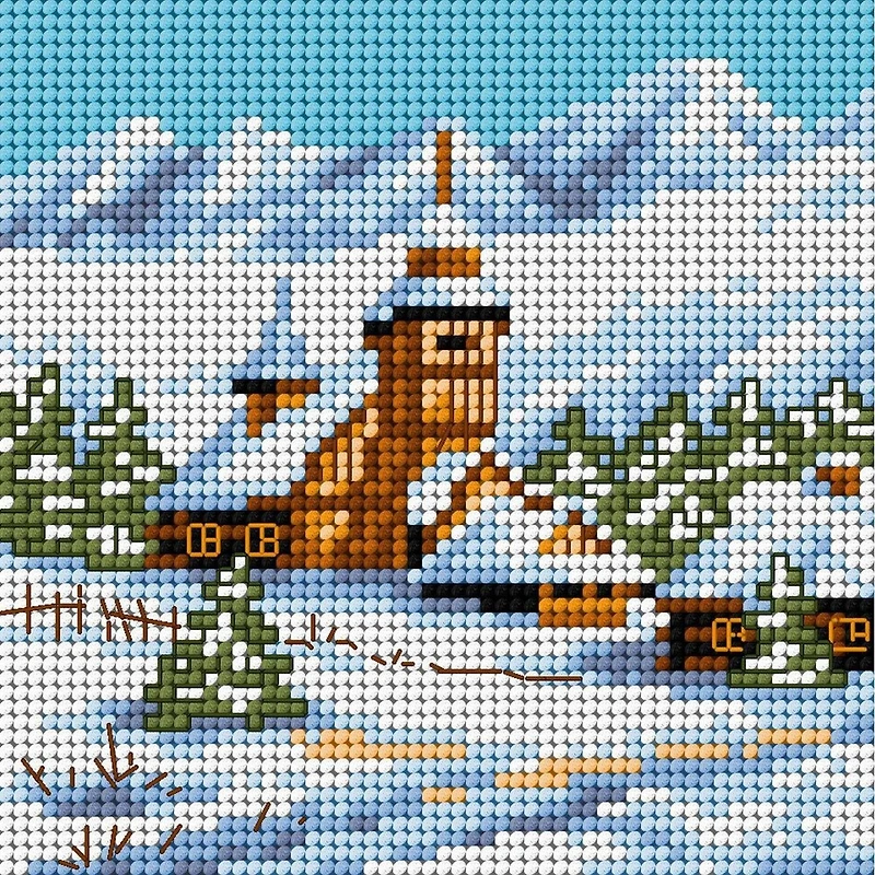 Orchidea Winter Landscape with Church Gobelin Canvas Cross Stitch Kit