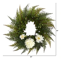 23" Fern & Chrysanthemum Wreath