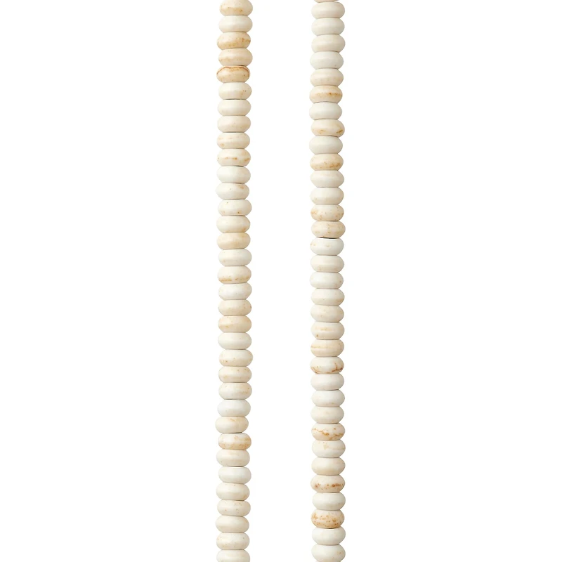 12 Pack: White Rondelle Reconstituted Turquoise Stone Beads, 4mm by Bead Landing™