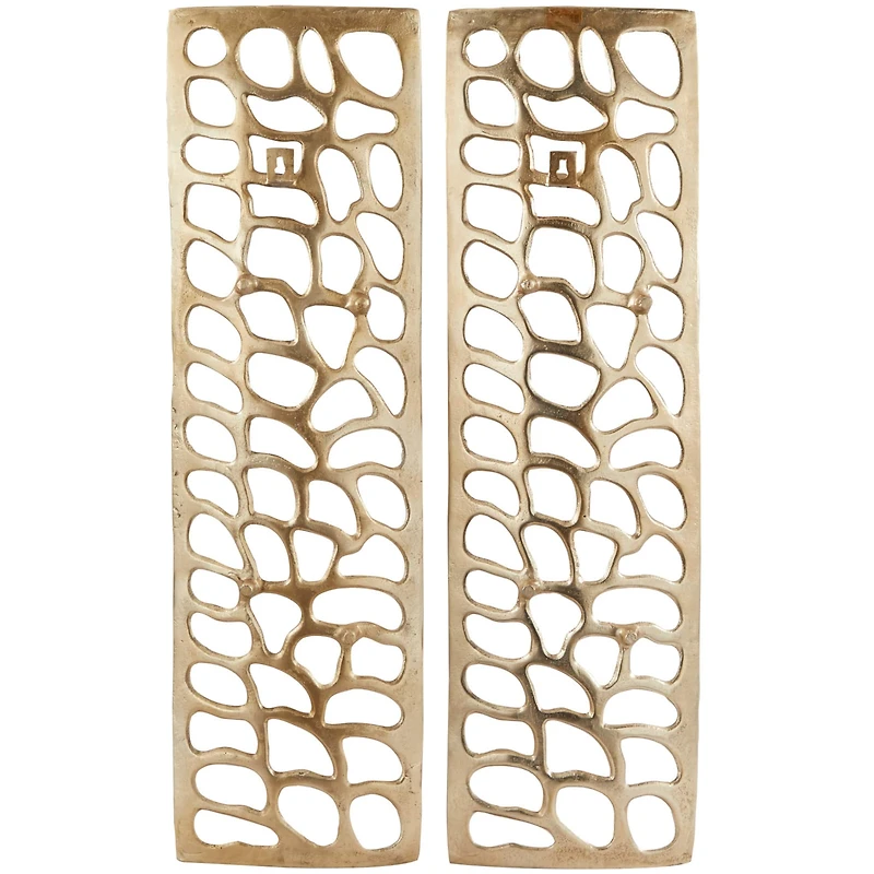 Gold Aluminum Cutouts Abstract Wall Decor Set of 2 7", 22"