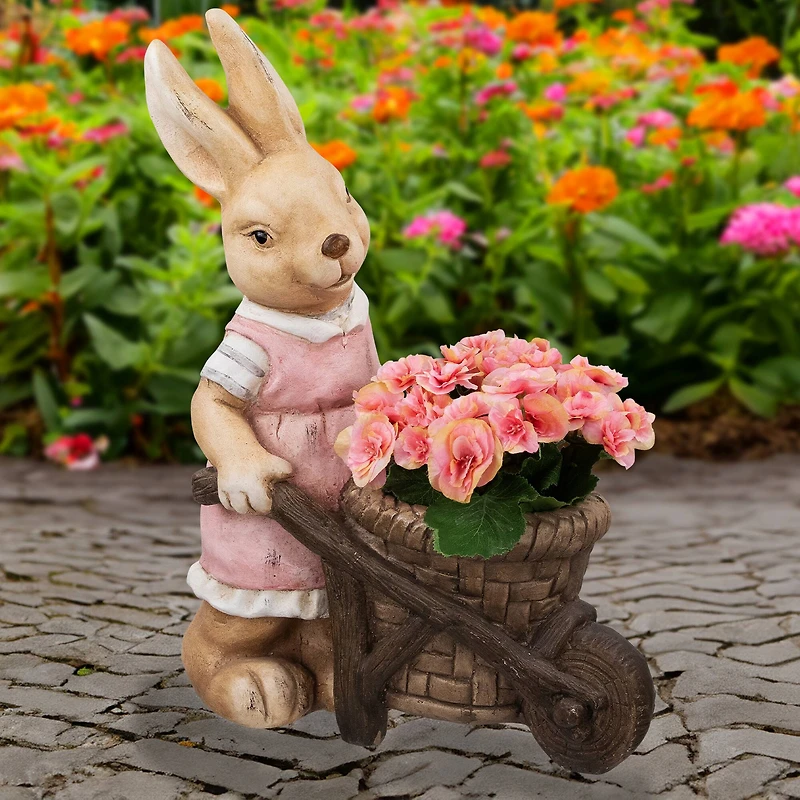 18.75" Girl Rabbit Outdoor Easter Garden Planter