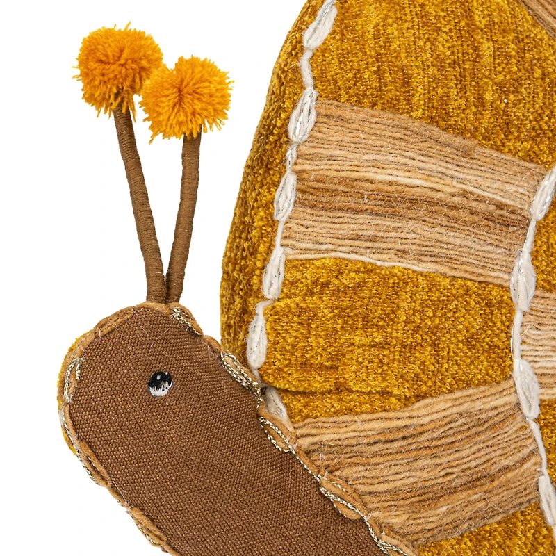 Hello Honey® 18" x 14" Mustard & Brown Hand-Woven Fabric Snail-Shaped Throw Pillow