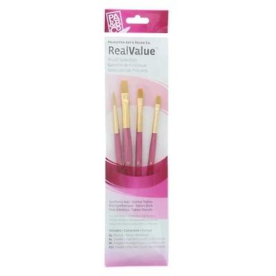 Princeton™ RealValue™ Brush Golden Taklon 4 Piece Brush Set