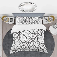 Designart 'Monochrome Geometric Pattern' Mid-Century Duvet Cover Set