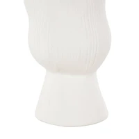 10.5" White Abstract Floral Ceramic Vase