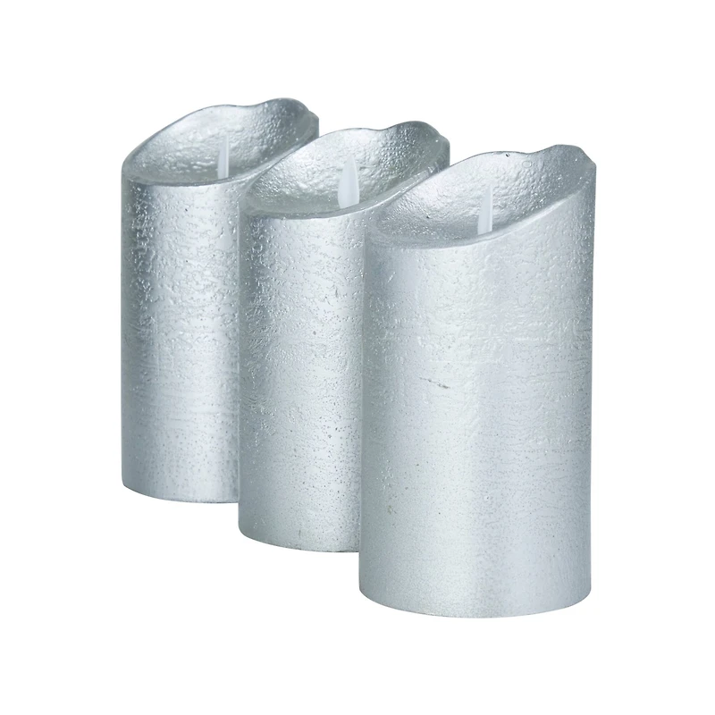 Silver Traditional Flameless Candle Set