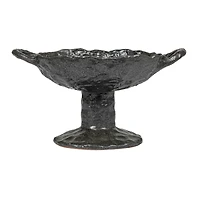 Hello Honey® 9.5" Black Stoneware Footed Plate with Handles & Reactive Glaze