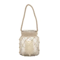 Clear Glass Coastal Candle Holder Lantern, 18" x 7" x 7"