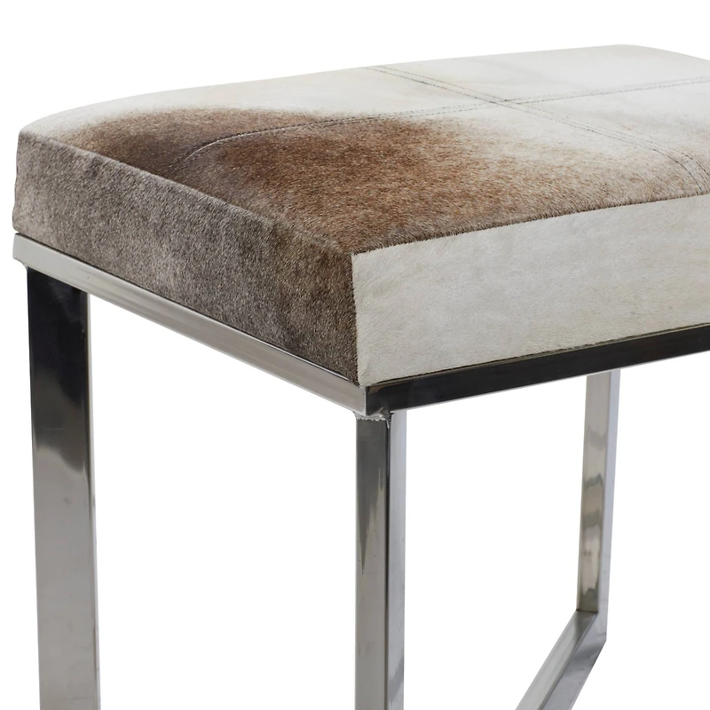 20" Gray & White Stainless Steel Contemporary Stool
