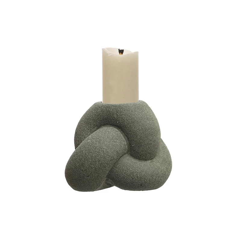 Hello Honey® 4" Green Stoneware Tealight & Taper Candle Holder