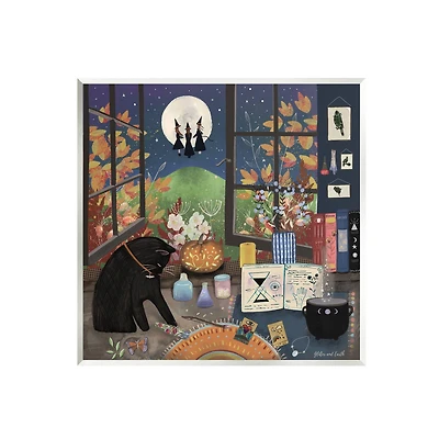 Stupell Industries Halloween Witches Autumn Moon Wall Plaque Art