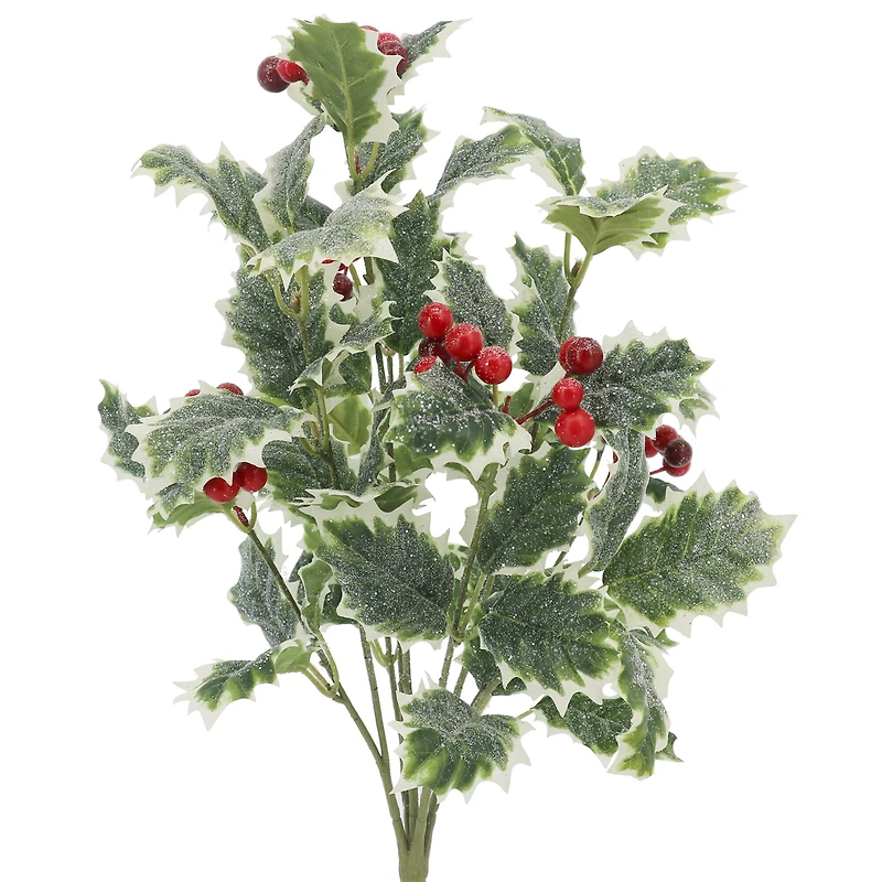 21.5" Icy Holly Leaf & Red Berry Deluxe Bush by Ashland®