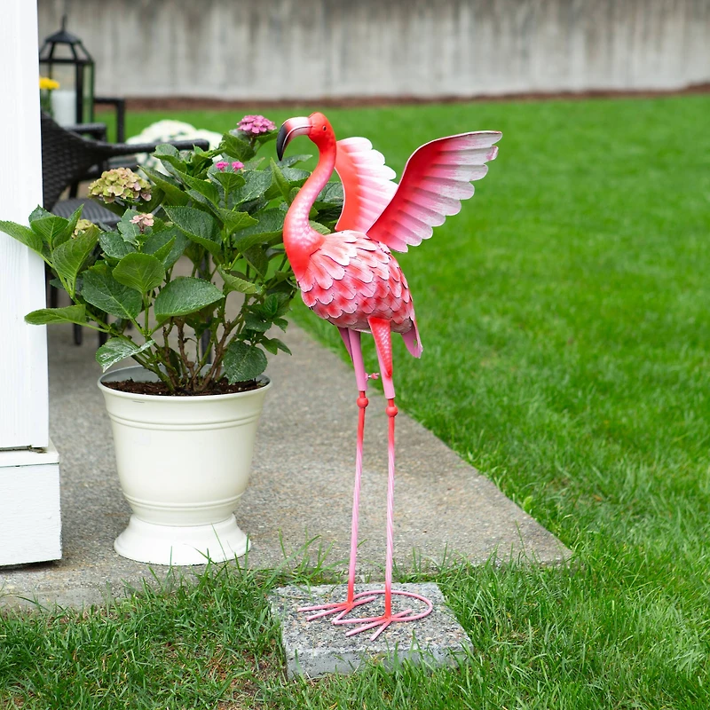 2.3ft. Flying Flamingo Metal Décor