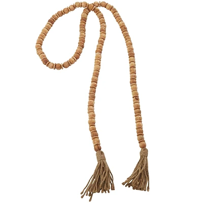6.5ft. Brown Mango Wood Handmade Beaded Garland with Tassel