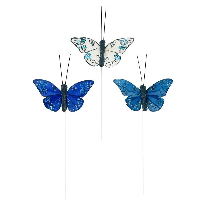 Mini Blue Feather Butterflies, 3ct. by Ashland®