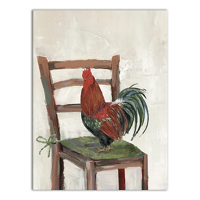 Rooster on a Chair 30" x 40" Canvas Wall Art