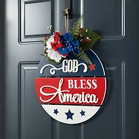 Glitzhome® 14" God Bless America Round Sign