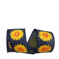 JAM Paper 2.5" x 10yd. Wired Faux Linen Gerbera Daisy Ribbon