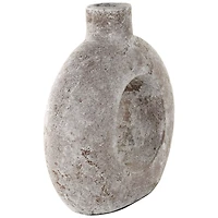 12" Cream Ceramic Textured Circle Donut Vase