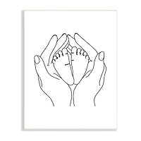 Stupell Industries Hands Holding Baby Feet Minimal Line Drawing Wall Plaque