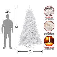 7.5ft. Pre-Lit North Valley™ White Spruce with Glitter Artificial Christmas Tree, Clear Lights