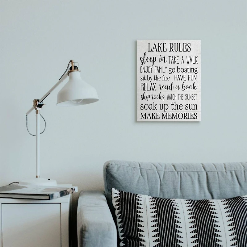 Stupell Industries Lake Rules Canvas Wall Art