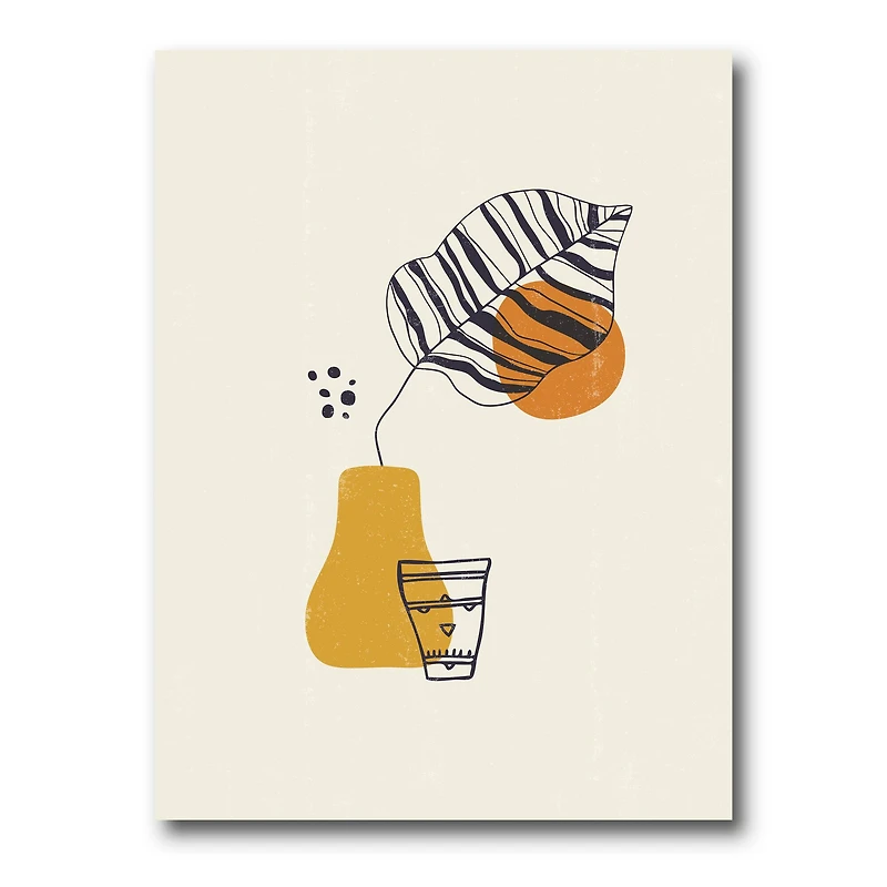 Designart - Botanical Minimalist Leaf With Abstract Shapes III