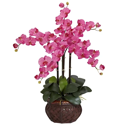 2.5ft. Moth Orchid Silk Flower Arrangement in Decorative Vase