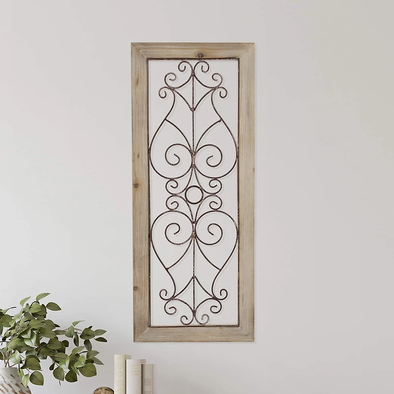 Hastings Home 50" Metal & Wood Wall Hanging Panel