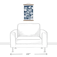 Blue White Floral 12" x 18" Teak Hanging Canvas