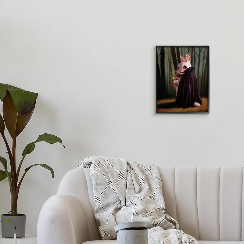 Stupell Industries Vampire Rabbit Drinking Bloody Mary Dark Forest Framed Wall Art