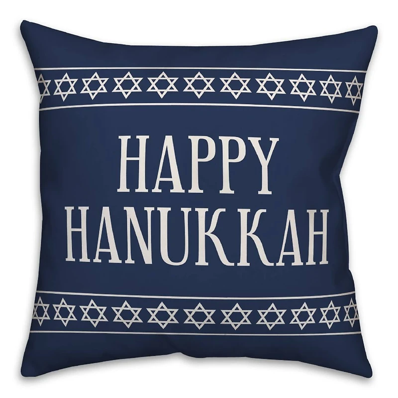 Happy Hanukkah Stars 18x18 Spun Poly Pillow