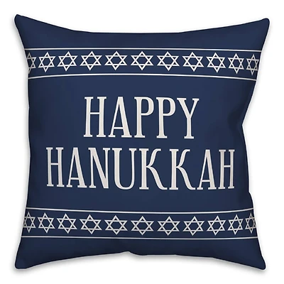Happy Hanukkah Stars 18x18 Spun Poly Pillow