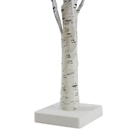 24" Pre-Lit Twig Artificial Christmas Tree with White Square Base, Warm White LED Lights