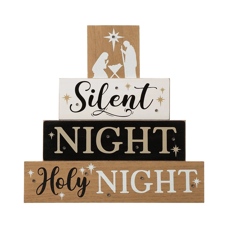 Glitzhome® 12" LED Lighted Nativity Block Word Sign