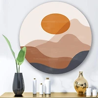 Designart - Abstract Red Moon In Earth Toned Mountains II