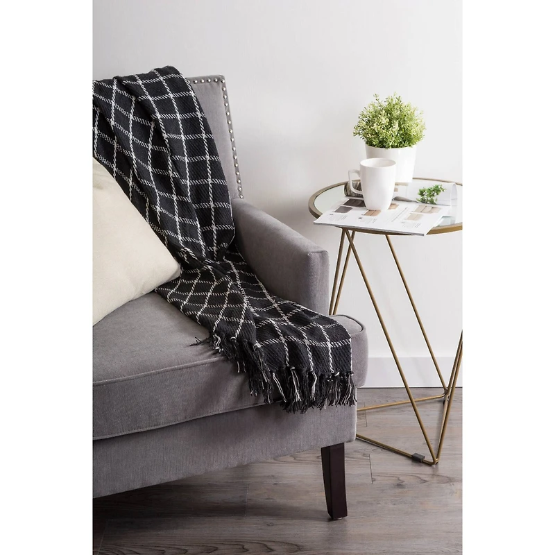 DII® Black Checked Plaid Throw