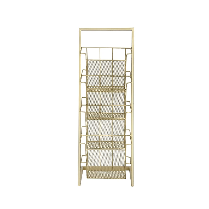 Gold Contemporary Tabletop Metal Magazine Rack