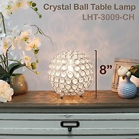 Lalia Home 8" Medium Metal Crystal Round Orb Table Lamp