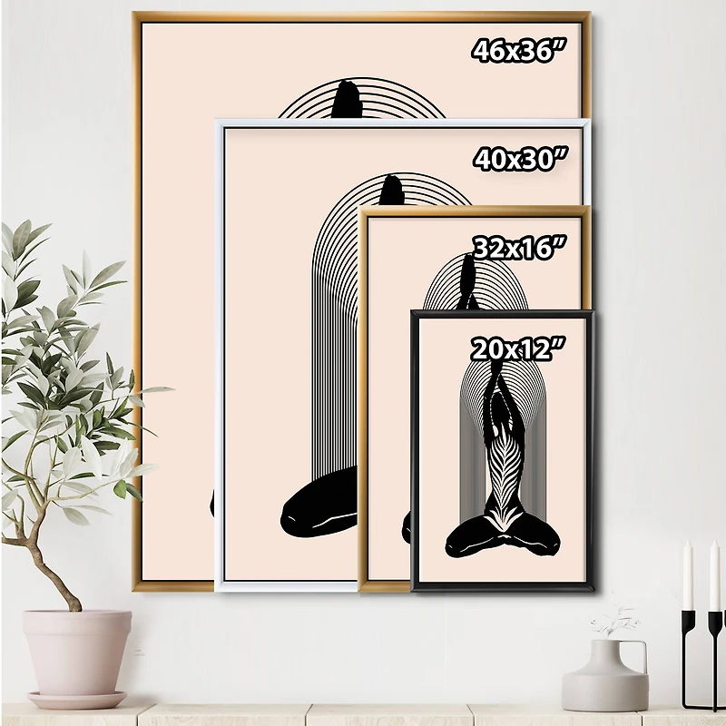 Designart - Empowered Cosmic Women Geometric Goddess Series Black And White II