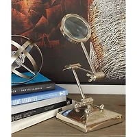 Silver Aluminum Traditional Magnifying Glass, 20" x 6" x 6"