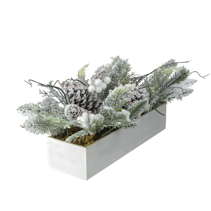 19.5" White & Green Berries with Foliage Tabletop Décor