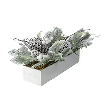 19.5" White & Green Berries with Foliage Tabletop Décor