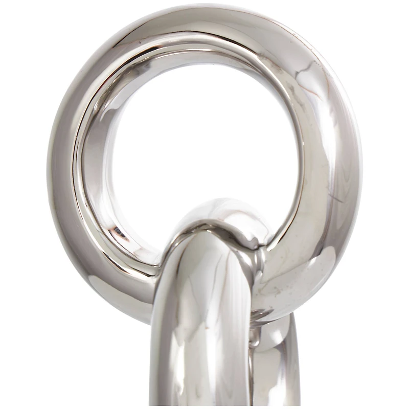 17" Silver Ceramic Abstract Stacked Chain Link Sculpture