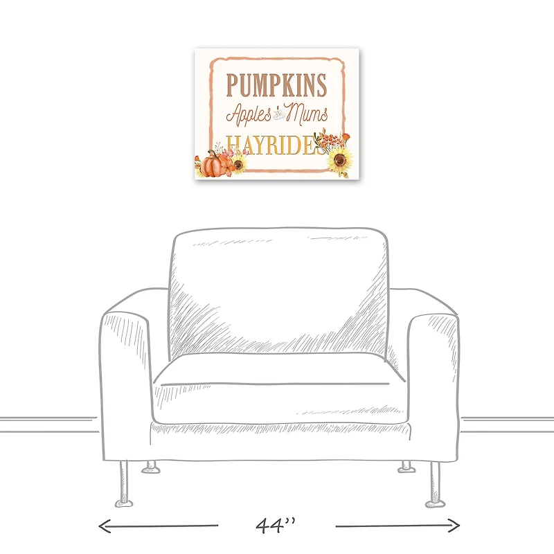 Pumpkins & Hayrides Farm Sign Canvas Wall Art
