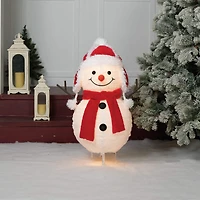 28" Pop-Up Fluffy Snowman Figurine